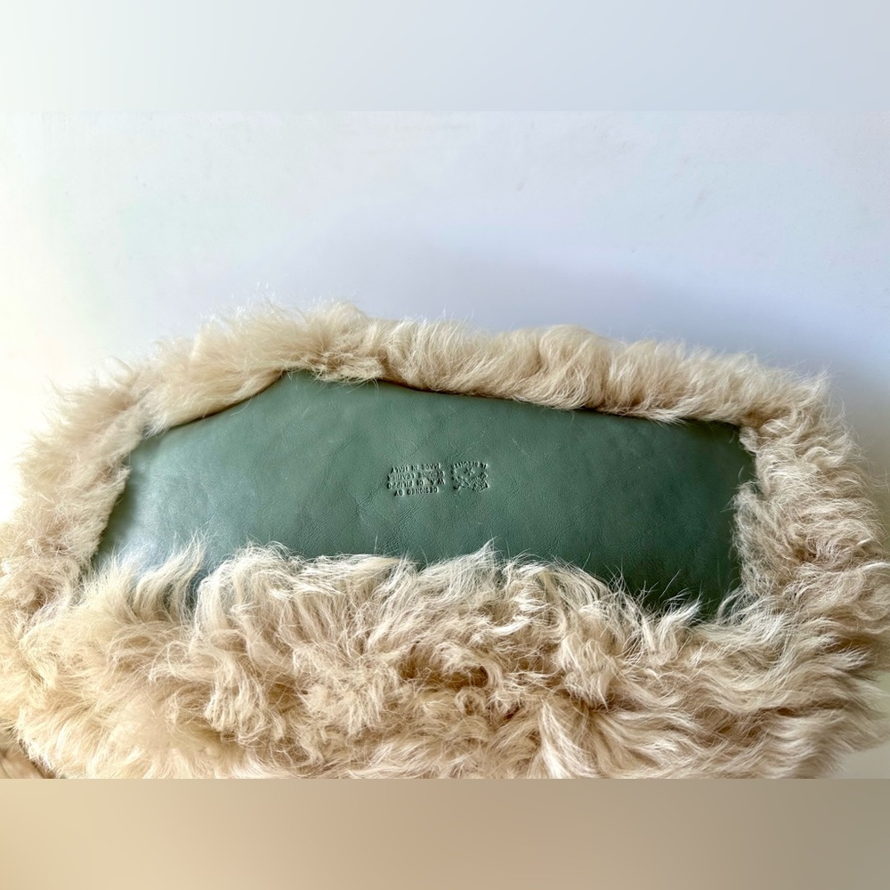Il Bizonte Lamb Shearling & Sage Green Leather Elegant Women's Bag 15”x13” - Picture 10 of 14